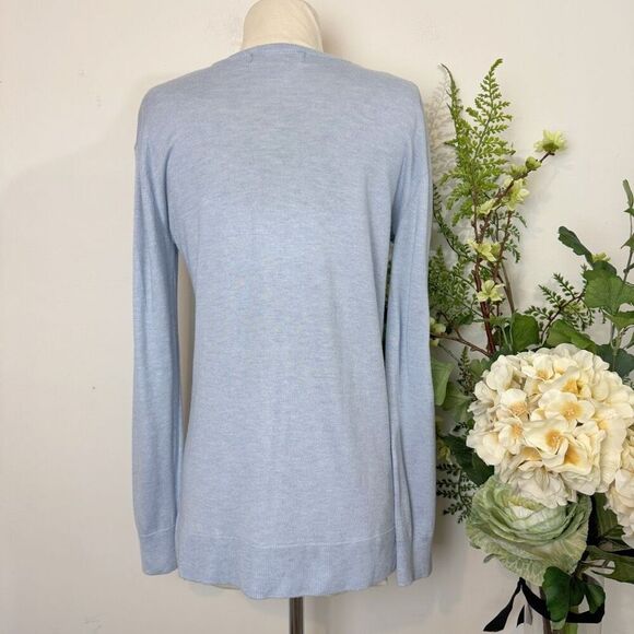 MAGASCHONI | blue tissue weight knit top | large | cashmere blend - Picture 5 of 9